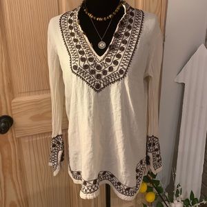 🔵 Lucky Brand boho tunic brown khaki size M